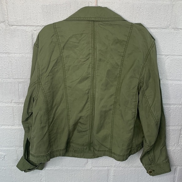 Anthropologie Linen Aviator Tencel Lyocell Green Jacket size Medium - Picture 13 of 13
